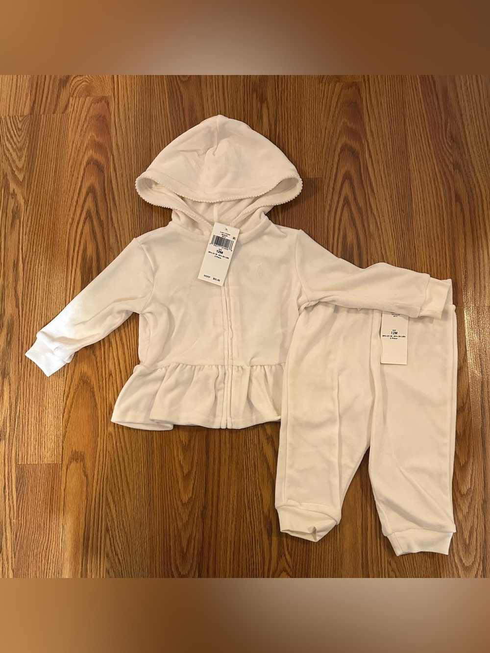 Polo Ralph Lauren Baby Girl Velour Hoodie and Jogger Pant Set, Size 12 Months